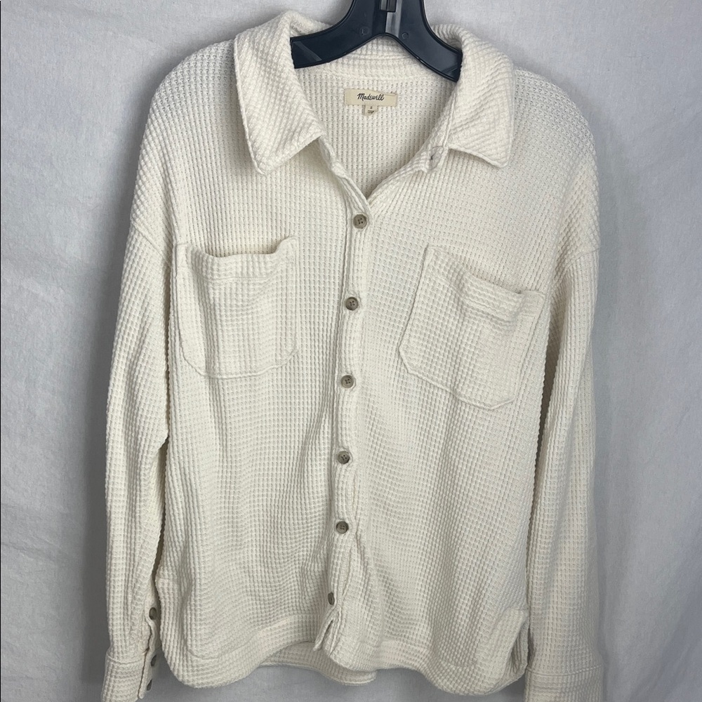 Madewell Ivory Waffle Knit Top small